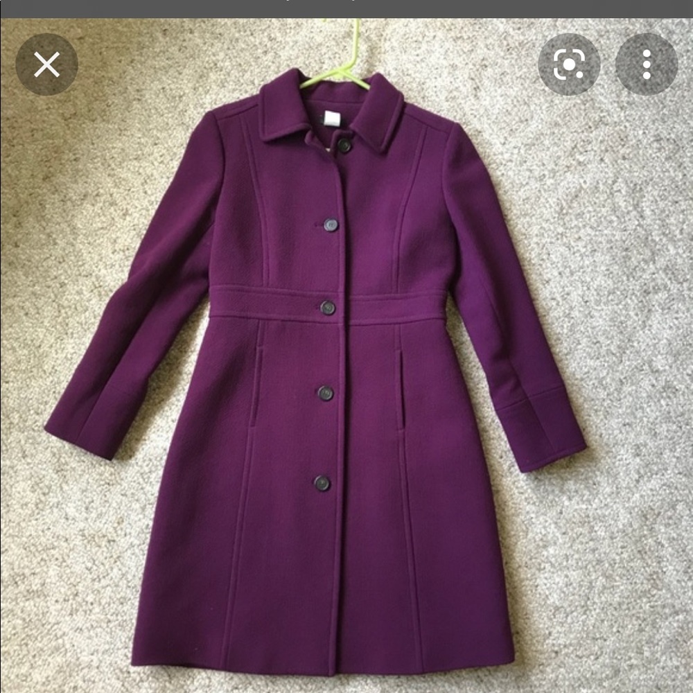 Purple J Crew Lady Day Coat - 4P